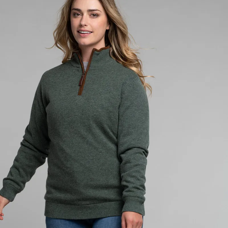 Schoffel Womens Lambswool Aerobloc 1/4 Zip Jumper Cedar Green-5